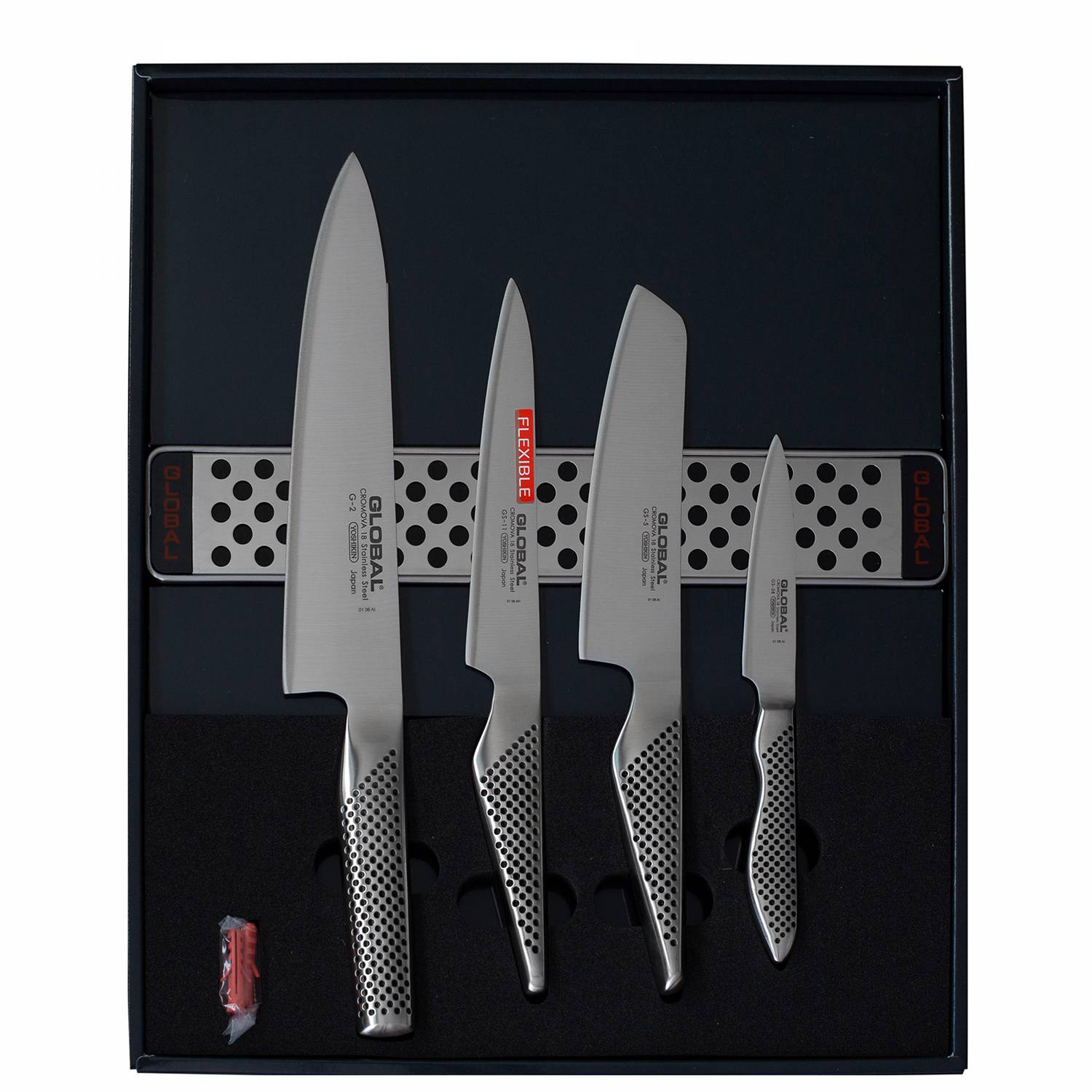 Global G-251138/M30 Zestaw 4 noży + listwa