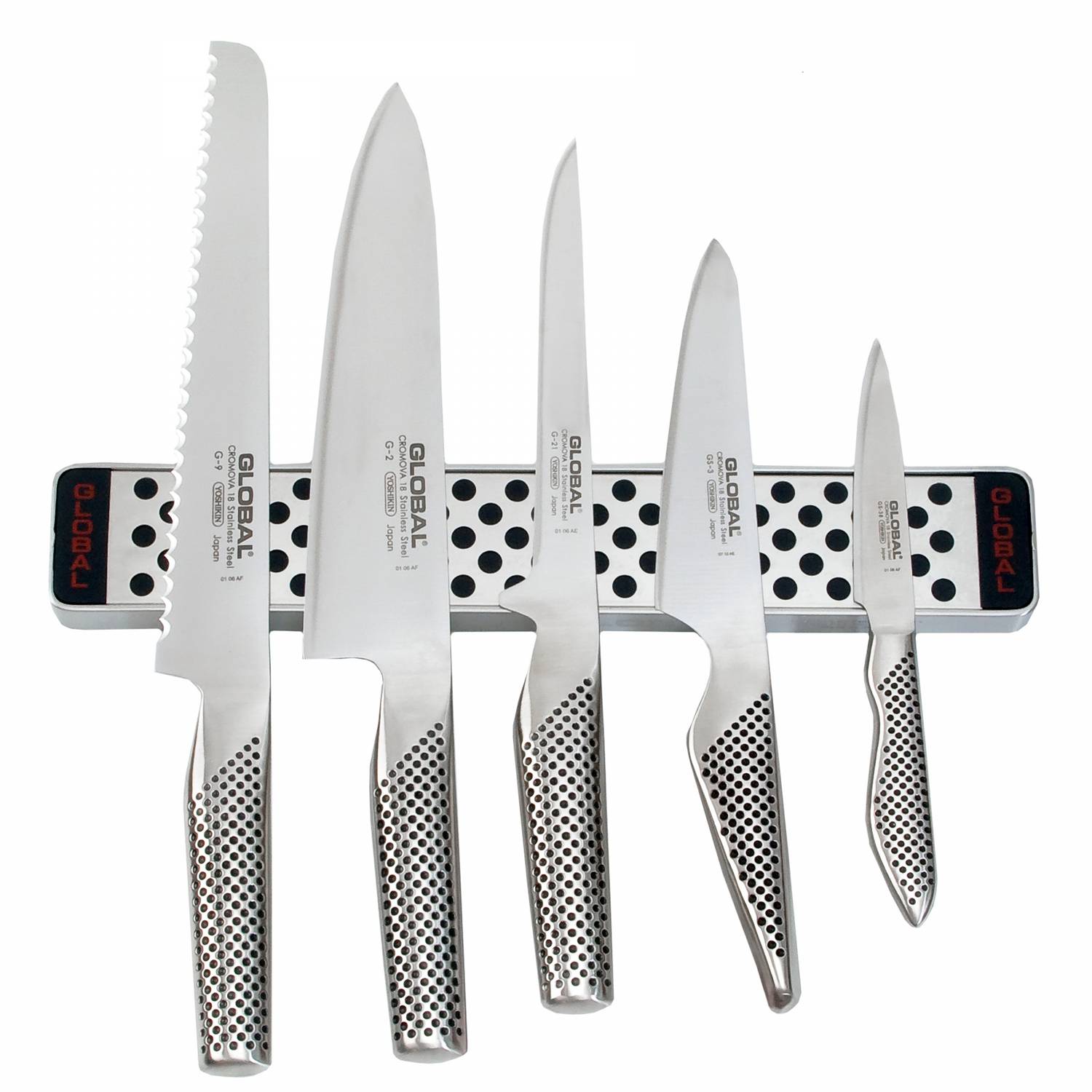 Global G-4231-SET5 Zestaw Listwa magnetyczna 51 cm z 5 nożami