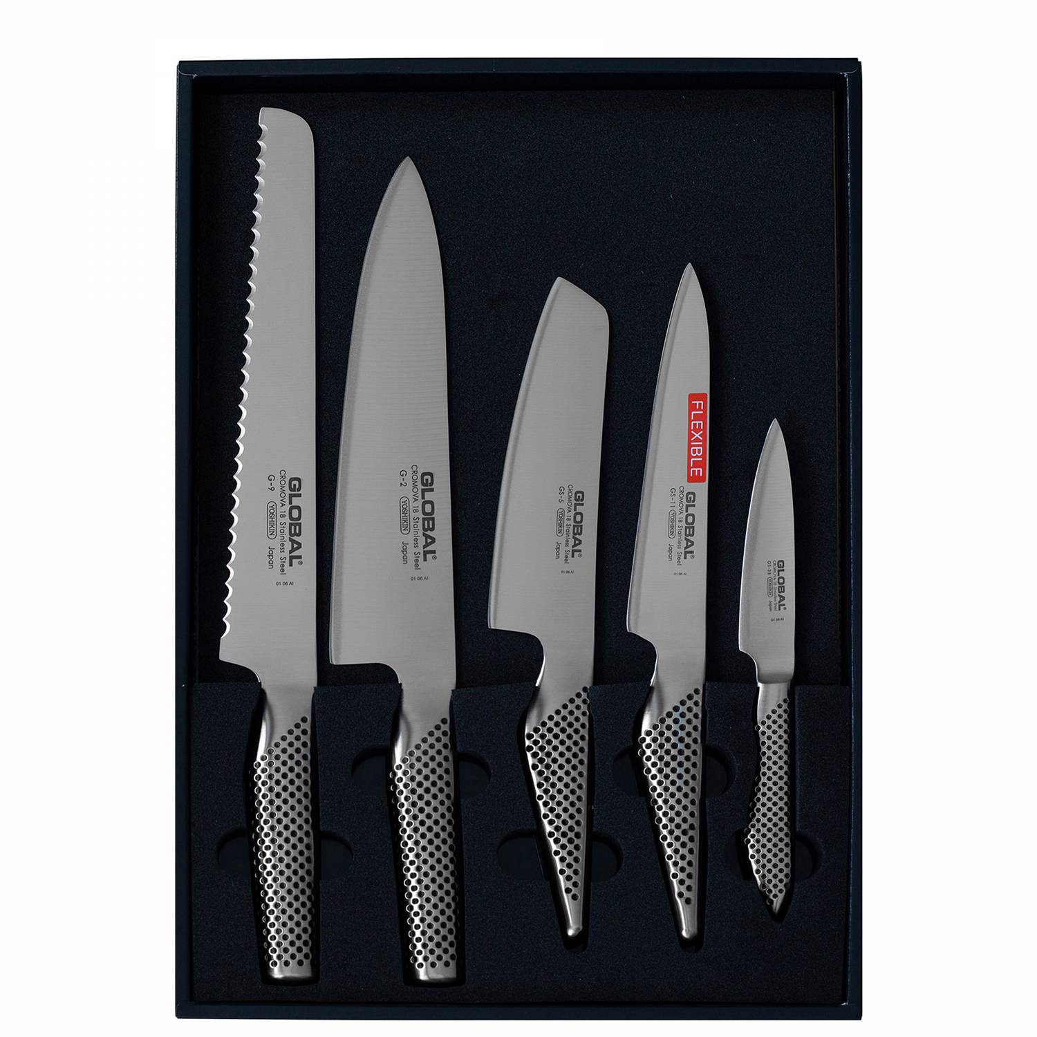 Global G-2951138 Zestaw 5 noży kuchennych